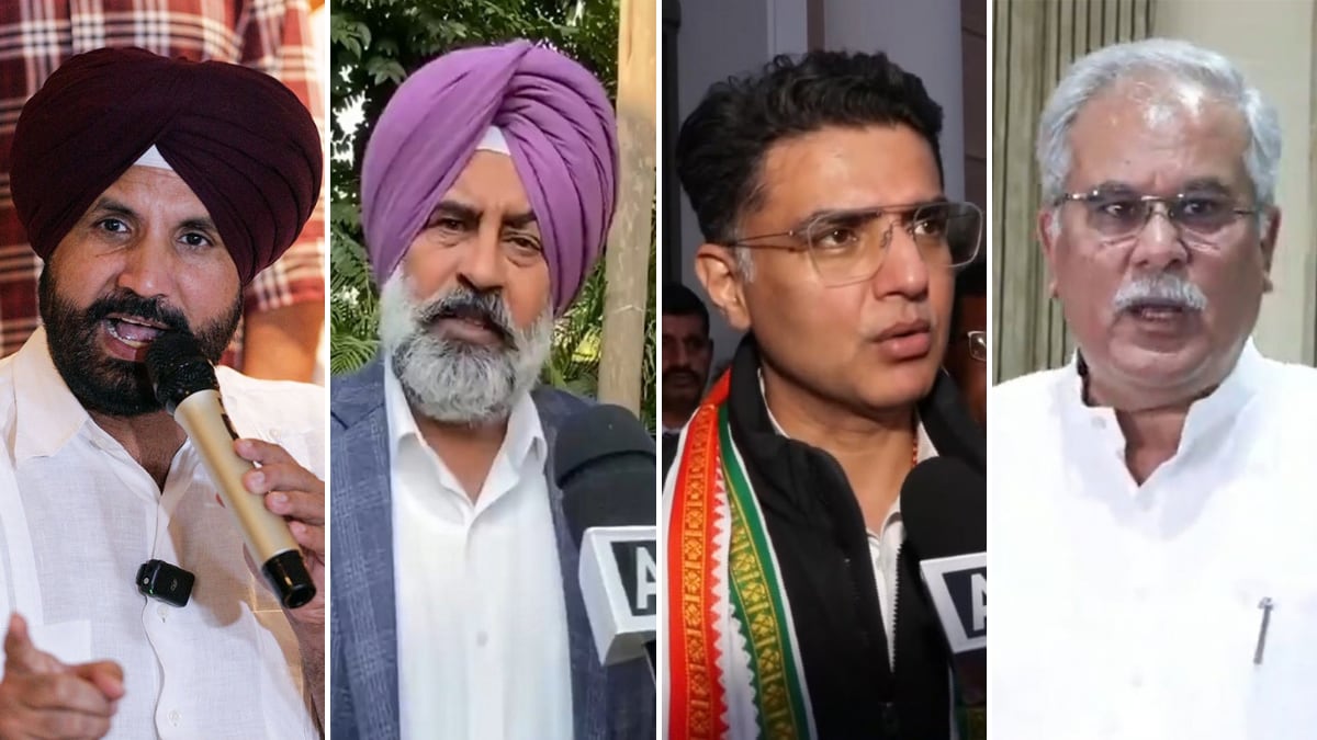 (From left) Punjab Congress leaders Amarinder Singh Raja Warring, Pargat Singh, Sachin Pilot, and Bhupesh Baghel | ANI