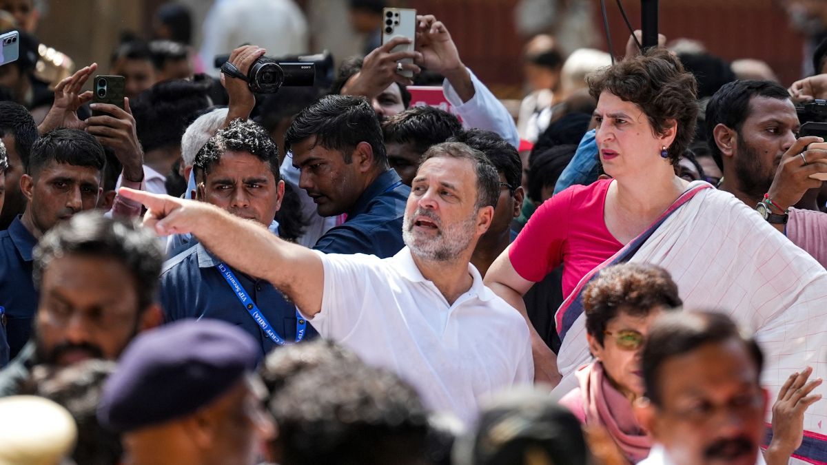 Leader of Opposition in the Lok Sabha Rahul Gandhi and Congress MP Priyanka Gandhi Vadra during a protest march from Parliament towards the Election Commission of India (ECI) office, demanding the resignation of Chief Election Commissioner Gyanesh Kumar | PTI