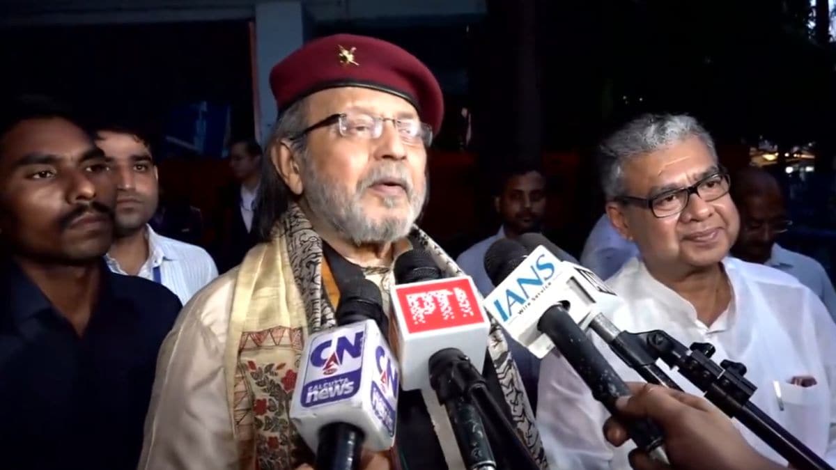 Veteran actor Mithun Chakraborty speaks to the media after being appointed an Advisor to the West Bengal government | X