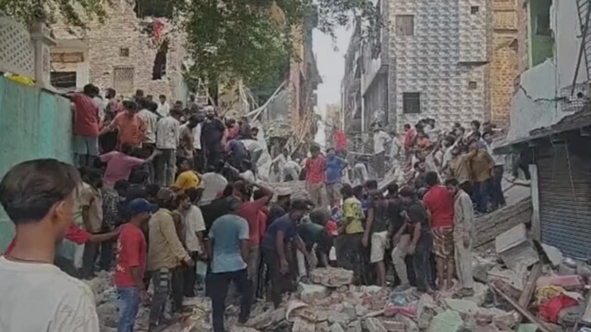 Visuals from the building collapse at Delhi's Seemapuri | X