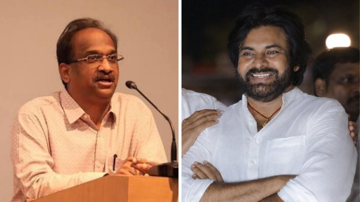 Analyst Prof. K. Nageshwar and Jana Sena Party chief Pawan Kalyan |  X 