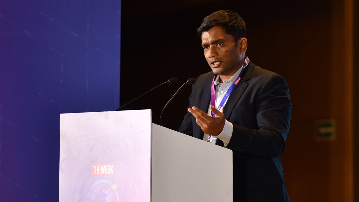 Andhra Pradesh Higher Education Commissioner Dr Narayana Bharath Gupta speaks at THE WEEK Education Conclave 2026 in New Delhi | Sanjay Ahlawat