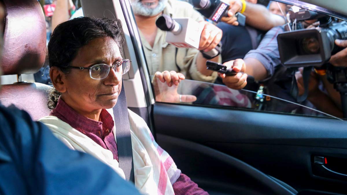Congress Rajya Sabha candidate Meenakshi Natarajan leaves the state assembly after her nomination was rejected | PTI