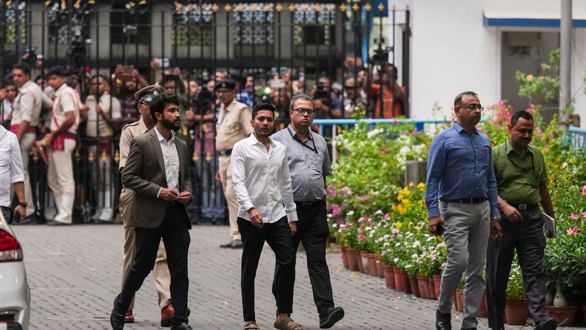 TMC MP Abhishek Banerjee arrives to appear before the West Bengal CID to face questions in the signature forgery case at Bhabani Bhawan in Kolkata | PTI 