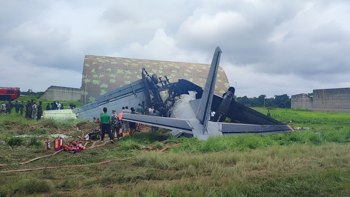 Wreckage from the AN-32 crash in Assam's Jorhat | X