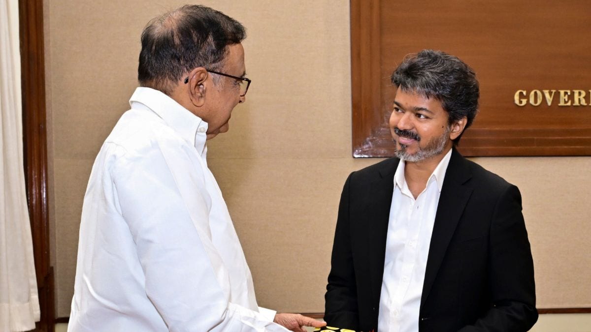 Former Union minister P. Chidambaram meets Tamil Nadu Chief Minister C. Joseph Vijay | PTI