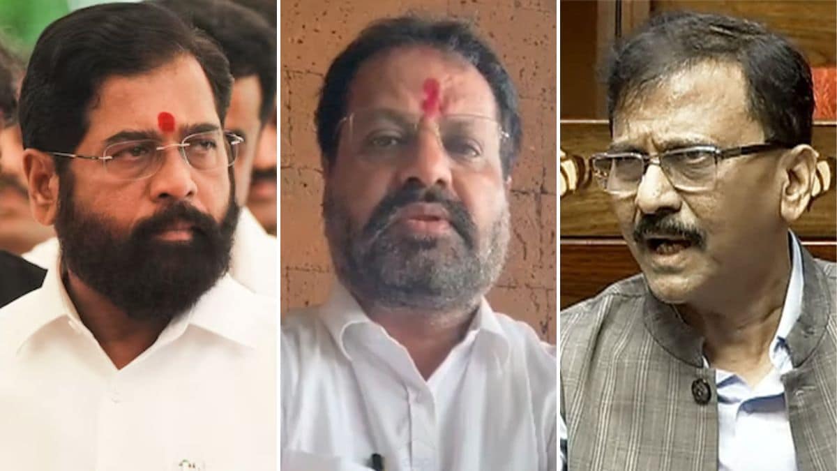 (From left to right) Maharashtra Deputy CM Eknath Shinde, Hingoli MP Nagesh Patil Ashtikar, and Shiv Sena (UBT) MP in the Rajya Sabha, Sanjay Raut | PTI, ANI, X