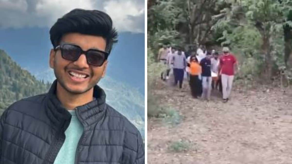 Deceased Ketan Agarwal. Right (Rescue operation to recover the body of Ketan from a gorge near Lohagad Fort) | X 