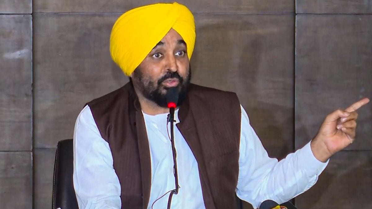 Punjab CM Bhagwant Mann at a press conference in Mohali | PTI