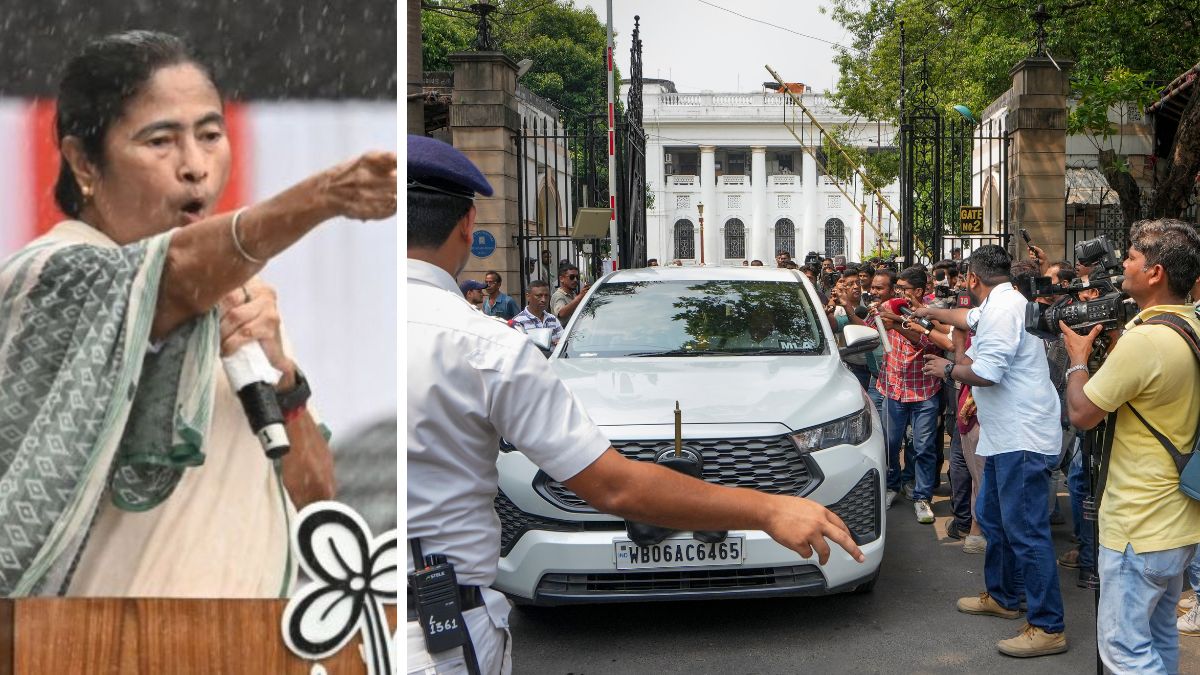 TMC chief Mamata Banerjee (Right) Media personnel gather outside the West Bengal Legislative Assembly after 58 dissident TMC MLAs led by expelled legislator Ritabrata Banerjee meet Speaker Rathindra Bose, unseen, in Kolkata | PTI