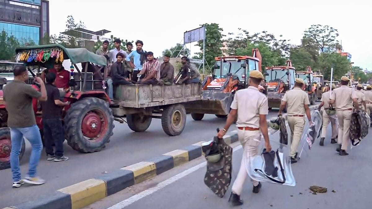 Security heightened during a demolition drive in Jaipurs Malviya Nagar area, Rajasthan | PTI