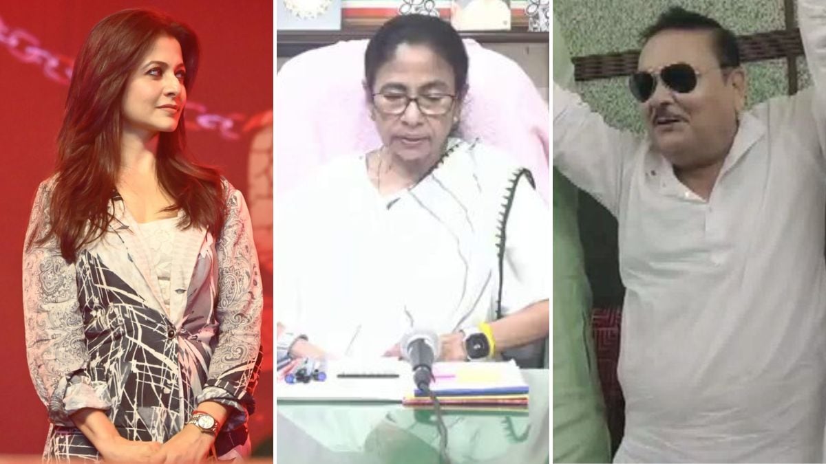 (From left to right) Former TMC Rajya Sabha MP and actress Koel Mallick, TMC supremo Mamata Banerjee, and Kamarhati MLA Madan Mitra | X, Instagram, ANI