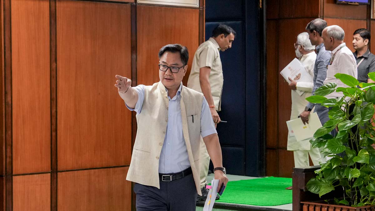Union Parliamentary Affairs Minister Kiren Rijiju during the all-party floor leaders' meeting ahead of Parliament's Monsoon Session, in New Delhi | PTI
