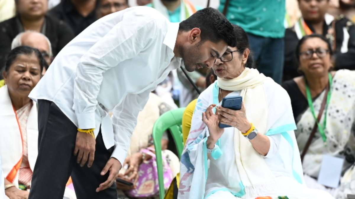 Mamata Banerjee and Abhishek Banerjee during the Martyrs' Day rally | Salil Bera
