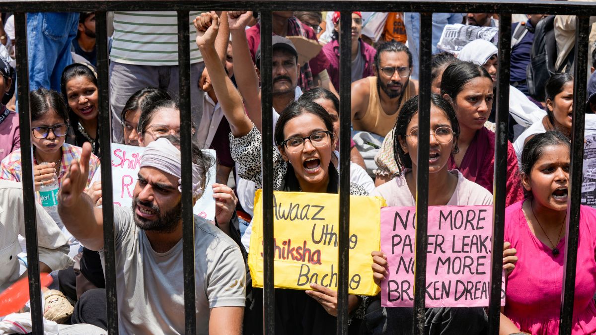 Cockroach Janta Party (CJP) supporters during a protest demanding the resignation of Union Education Minister Dharmendra Pradhan over alleged irregularities in the NEET examination | PTI