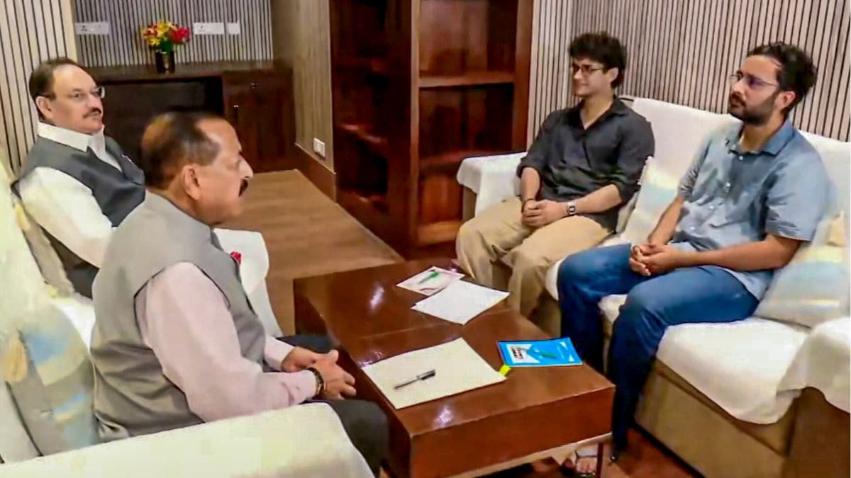 Union Minister J.P. Nadda and MoS Jitendra Singh hold talks with CJP Spokespersons Saurav Das and Ashutosh Ranka, at the Constitution Club of India, in New Delhi, Saturday | PTI