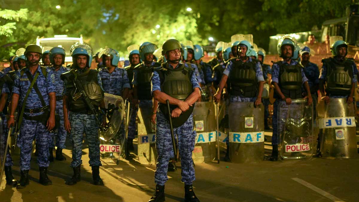 Security personnel stand guard during a protest organised by the Cockroach Janata Party at the Jantar Mantar on July 24 | PTI