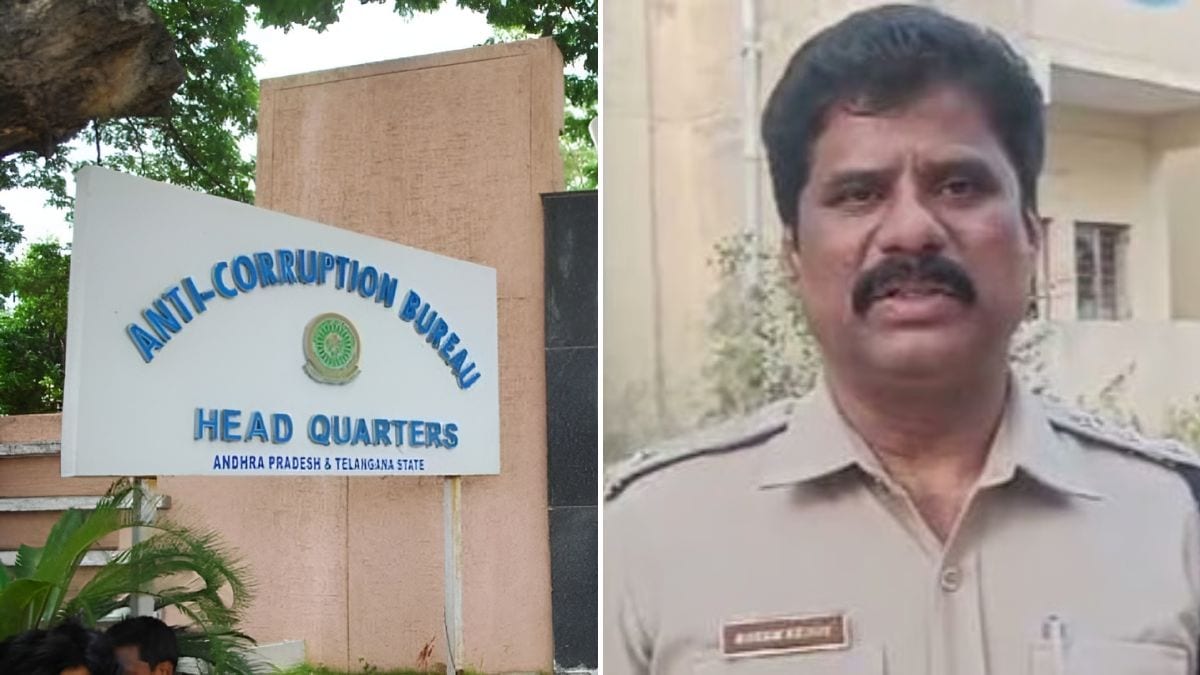 Representative image of the Telangana Anti-Corruption Bureau headquarters (L) and DSP S. Bheem Reddy (R) | X, IANS