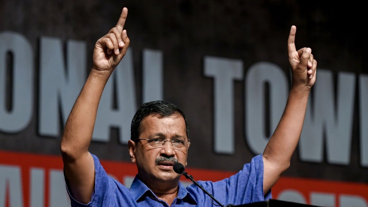 Aam Aadmi Party (AAP) national convener Arvind Kejriwal addresses the 'National Town Hall Against E20', at the Constitution Club, in New Delhi | PTI