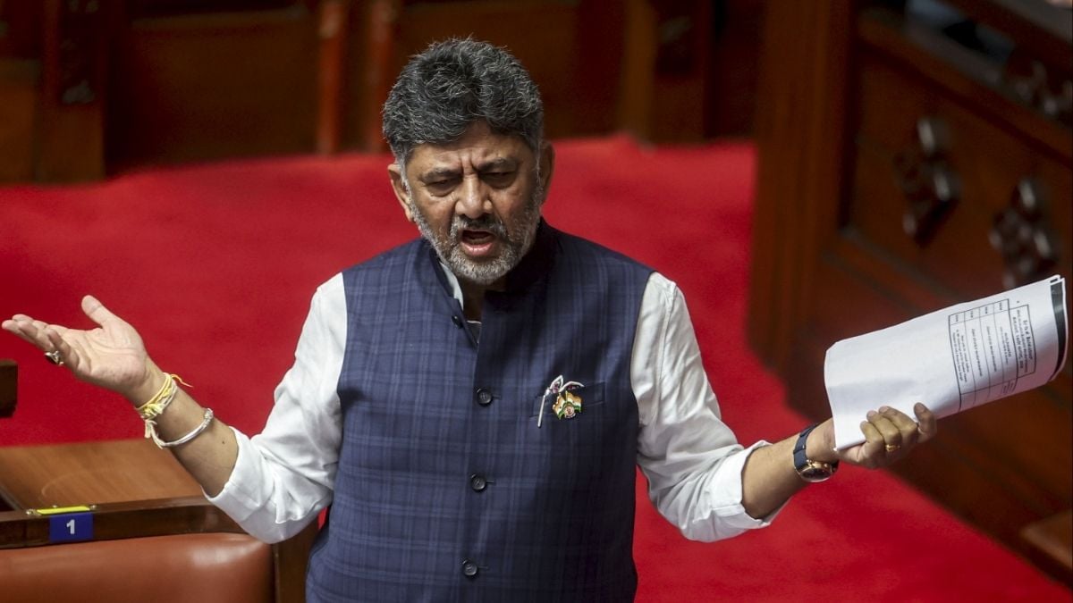 Karnataka Chief Minister DK Shivakumar speaks during the Monsoon session of the state Assembly, at Vidhana Soudha, in Bengaluru on Aug. 14, 2026 | PTI