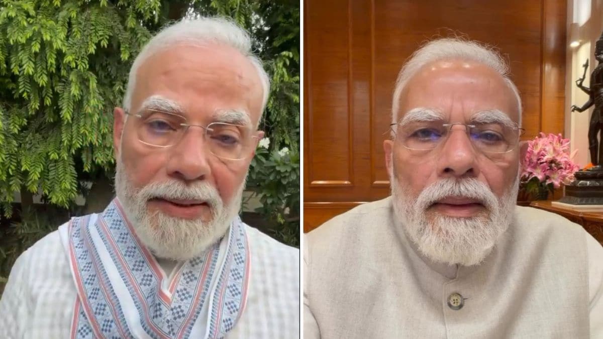 Visuals showing PM Modi's selfie-style videos at various points during and after the Cockroach Janta Party (CJP) anti-NEET paper leak protests in June-July 2026 | X