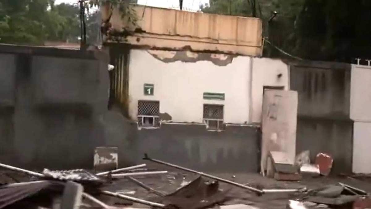 Security barricades and traffic bollards are being removed outside the Pakistan High Commission in New Delhi | X/ANI