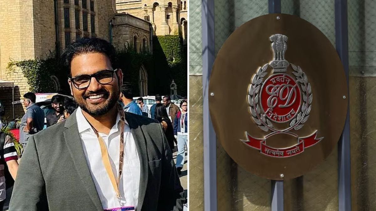 2016-batch Karnataka-cadre IAS officer Gyanendra Kumar Gangwar (L) and a representative image of the Enforcement Directorate logo (R) | Reuters, LinkedIn
