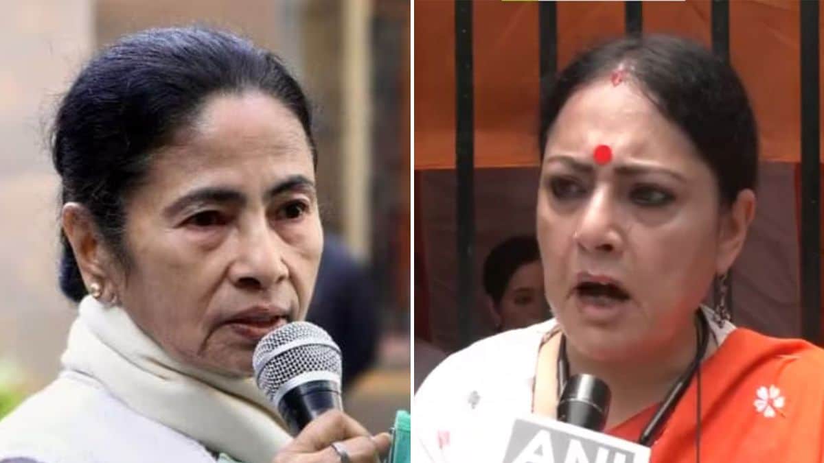 Ex-West Bengal CM and TMC supremo Mamata Banerjee (L) and the BJP's Municipal Affairs and Urban Development Minister Agnimitra Paul (R) | ANI, Salil Bera