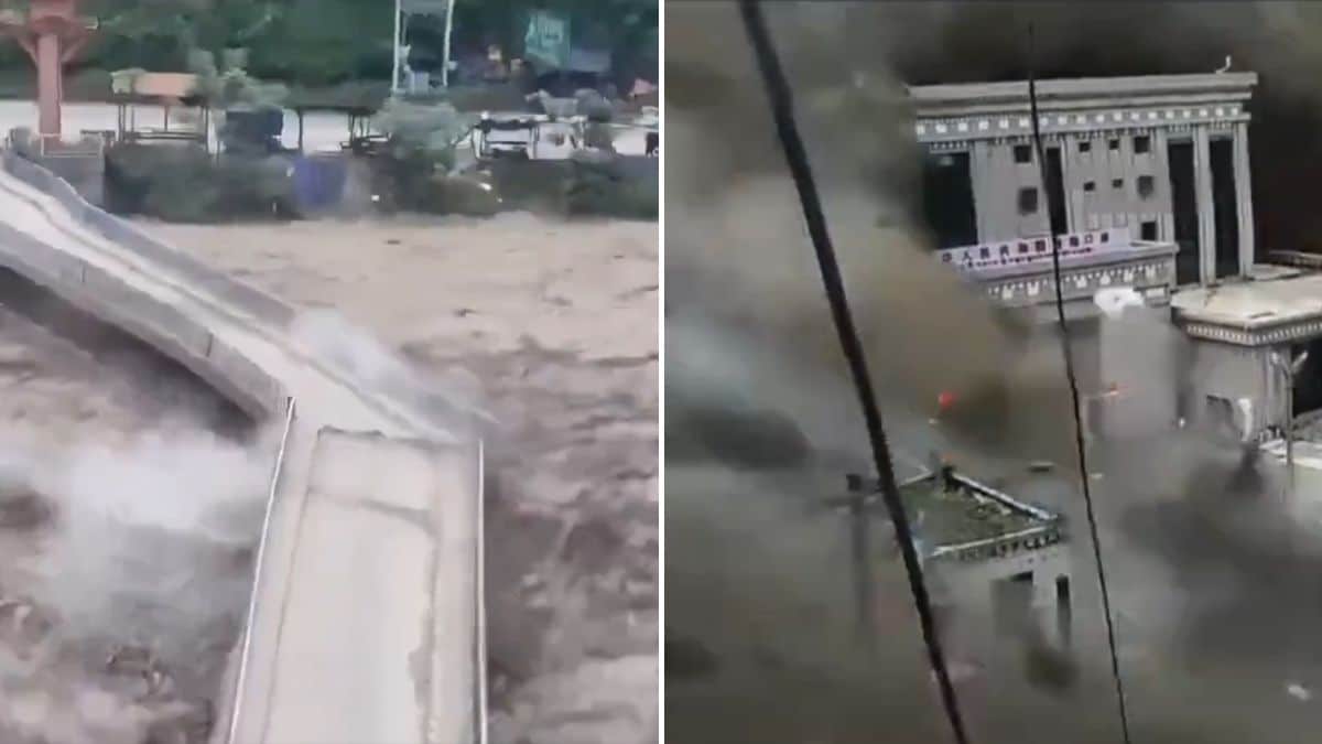Visuals from videos showing the extent of havoc wrought by the flash floods in Nepal and China | X