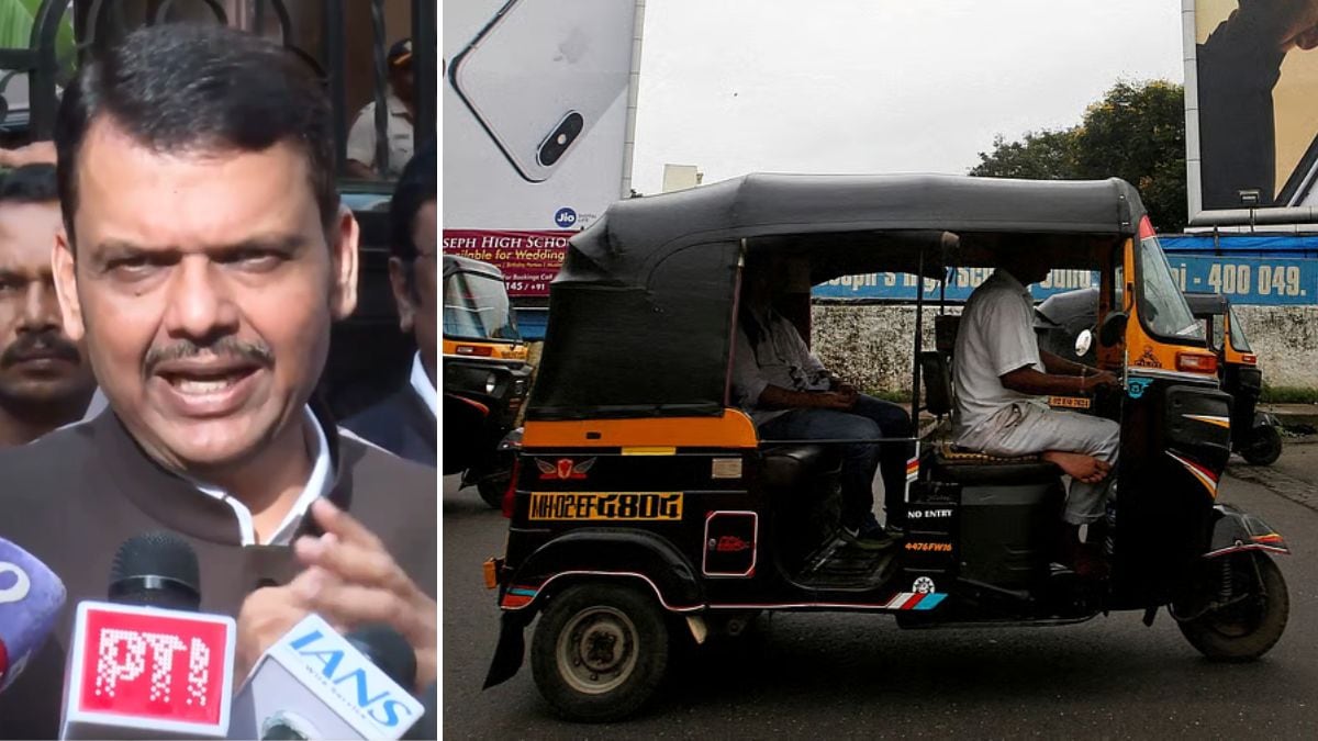 Maharashtra CM Devendra Fadnavis (L) and a representative image of an autorickshaw (R) | Reuters, X/@Dev_Fadnavis