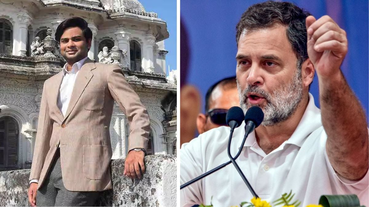 (L) Raja Chandra Chaitanya at his palace in Ettayapuram in Thoothukoodi, (R) LoP Rahul Gandhi | Sanjoy Ghosh, PTI