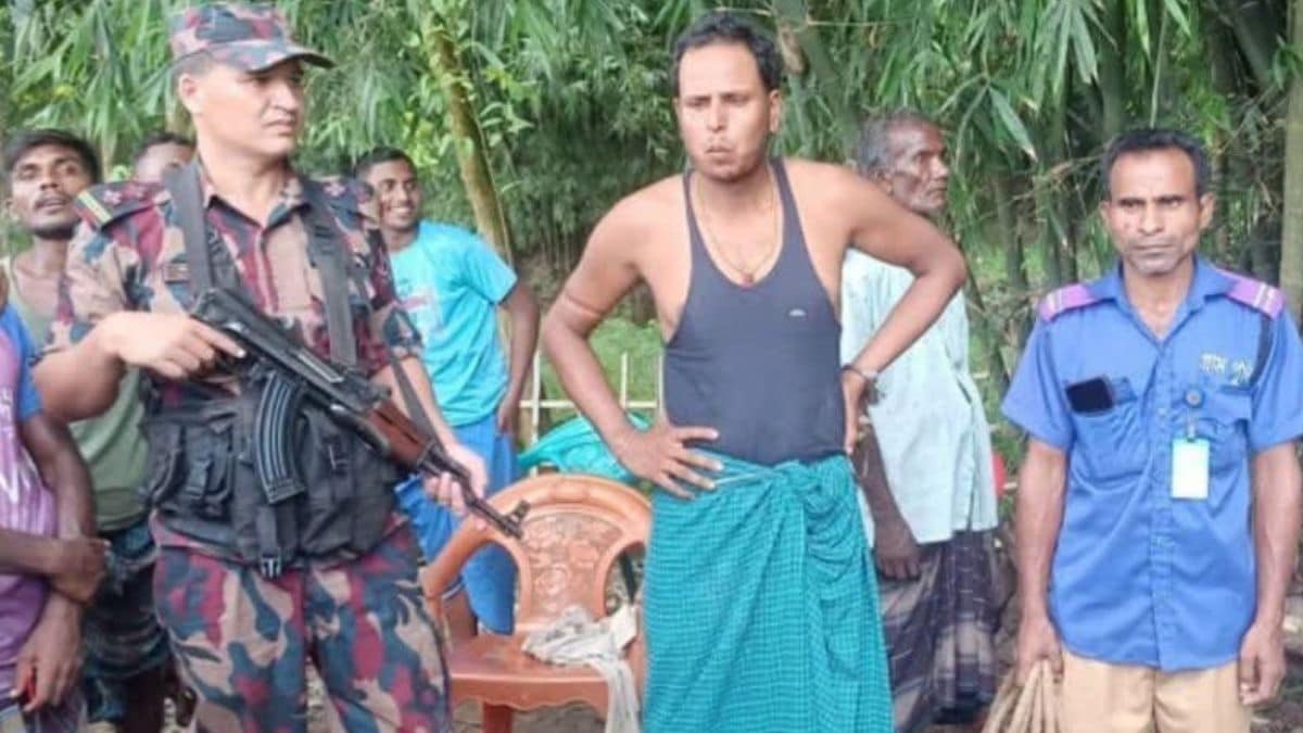 Dipankar Gope (centre), the Indian tea farmer allegedly abducted by Bangladeshi locals on August 7 | X