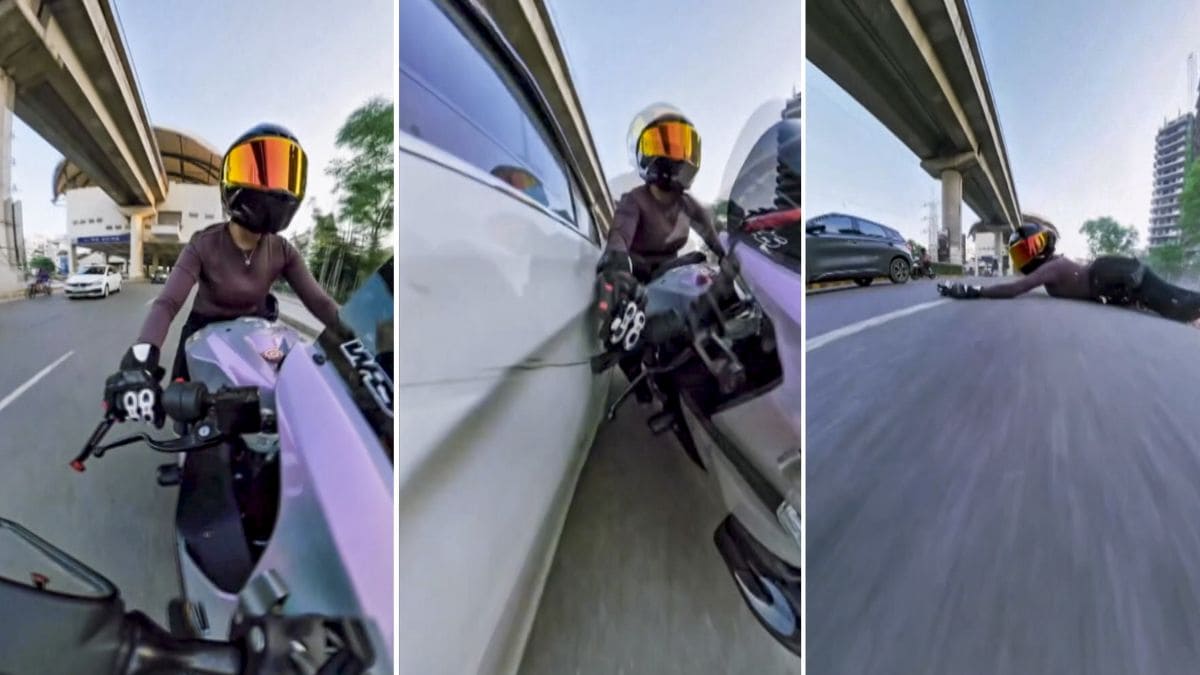 gurugram-woman-biker-hit-car - 1