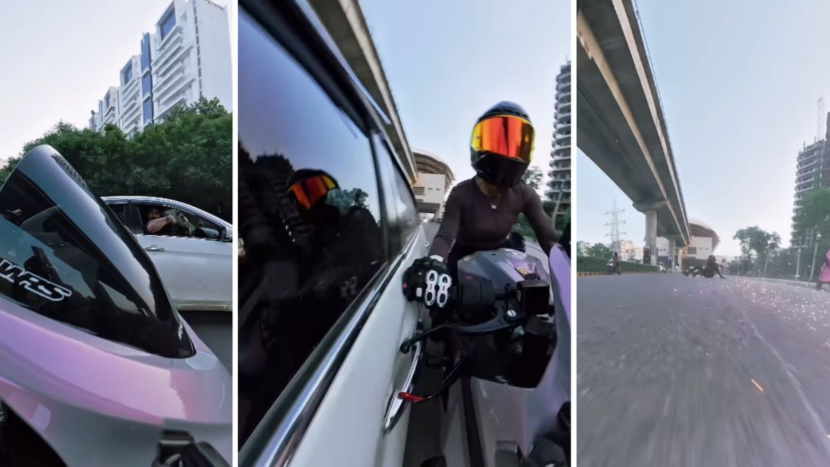 woman-biker-hit-car-on-gurugram-road - 1