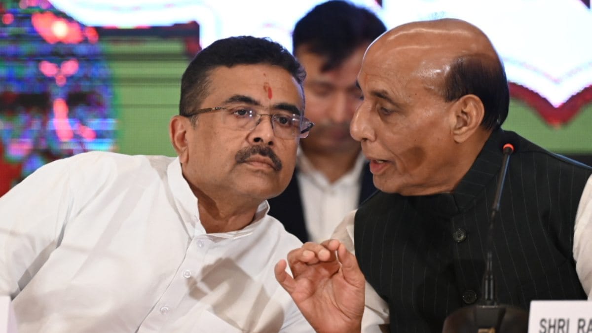 Defence Minister Rajnath Singh during a press conference in Kolkata | Salil Bera