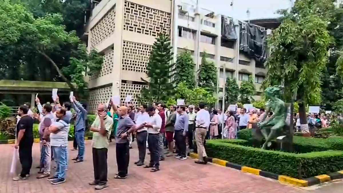 Faculty members of IIT Bombay hold a march in the institutes campus to support Suryanarayana Doolla, who was removed as Dean of Administrative Affairs amid protests by students over the suicide of a 22-year-old student | PTI