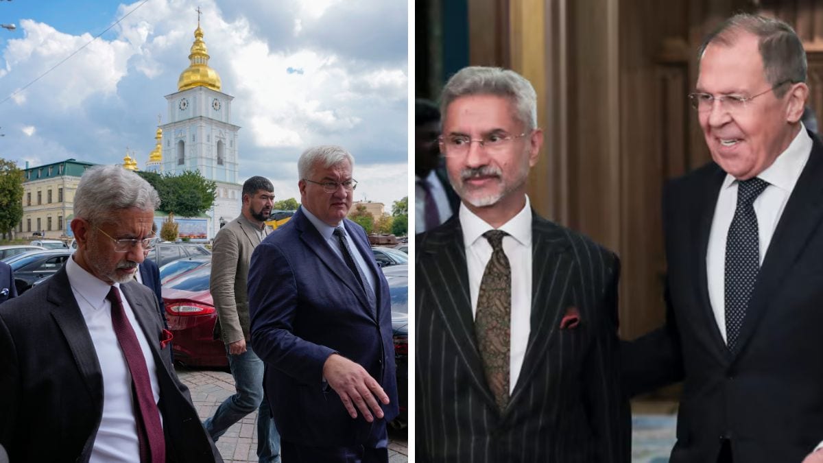 EAM S. Jaishankar with Ukraine's Foreign Minister Andriiy Sybiha and Russian counterpart Sergei Lavrov | Reuters, PTI