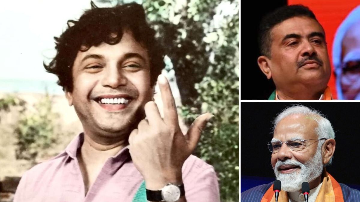 (Clockwise from left) Late veteran Bengali actor Uttam Kumar, West Bengal CM Suvendu Adhikari, and PM Narendra Modi | ANI, PTI