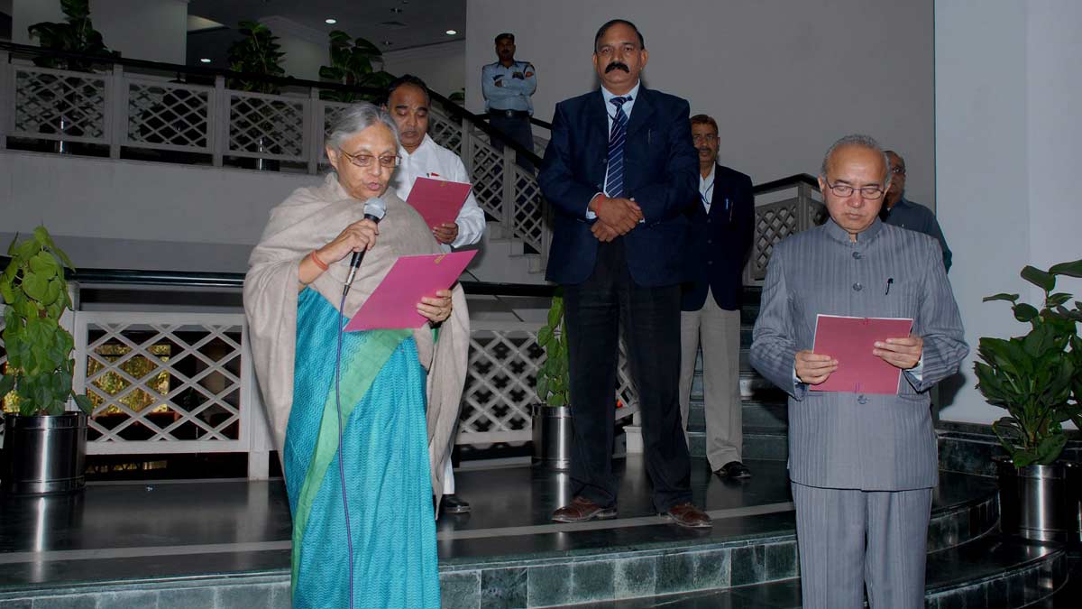 [File] Rakesh is seen during his oath-taking ceremony with then Delhi CM Sheila Dikshit | PTI