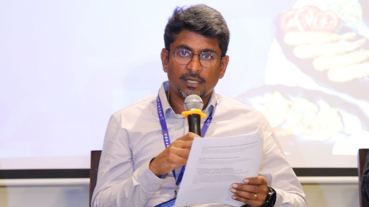 P. Jawahar, Chairman, Marine Products Export Development Authority (MPEDA), speaks at a press conference on June 1, 2026 | MD Niche