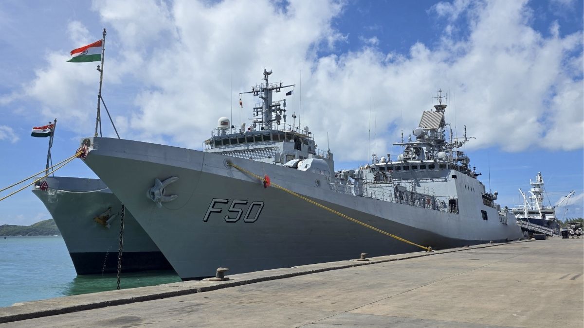 Indian Navy’s frontline warship, INS Tarkash, arrives at Port Victoria, Seychelles, during her ongoing operational deployment to the South West Indian Ocean Region | @indiannavy/X