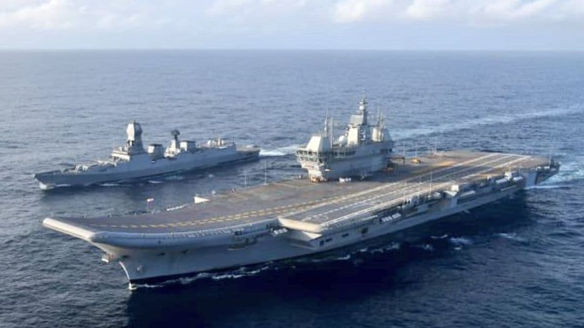File photo of the first 'Made In India' aircraft carrier INS Vikrant | MoPSW/X