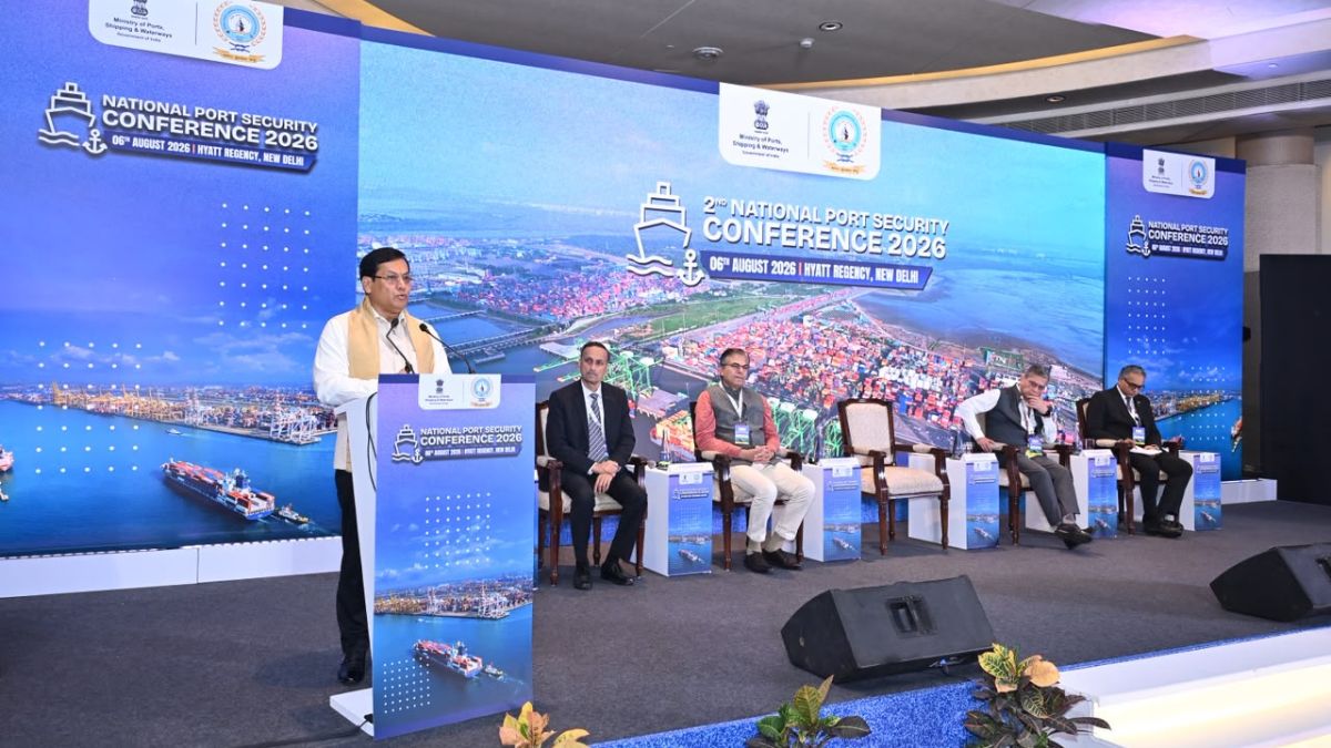 Union Minister for Ports, Shipping and Waterways (MoPSW), Sarbananda Sonowal, addresses the 2nd National Port Security Conference on August 6, 2026 | MoPSW