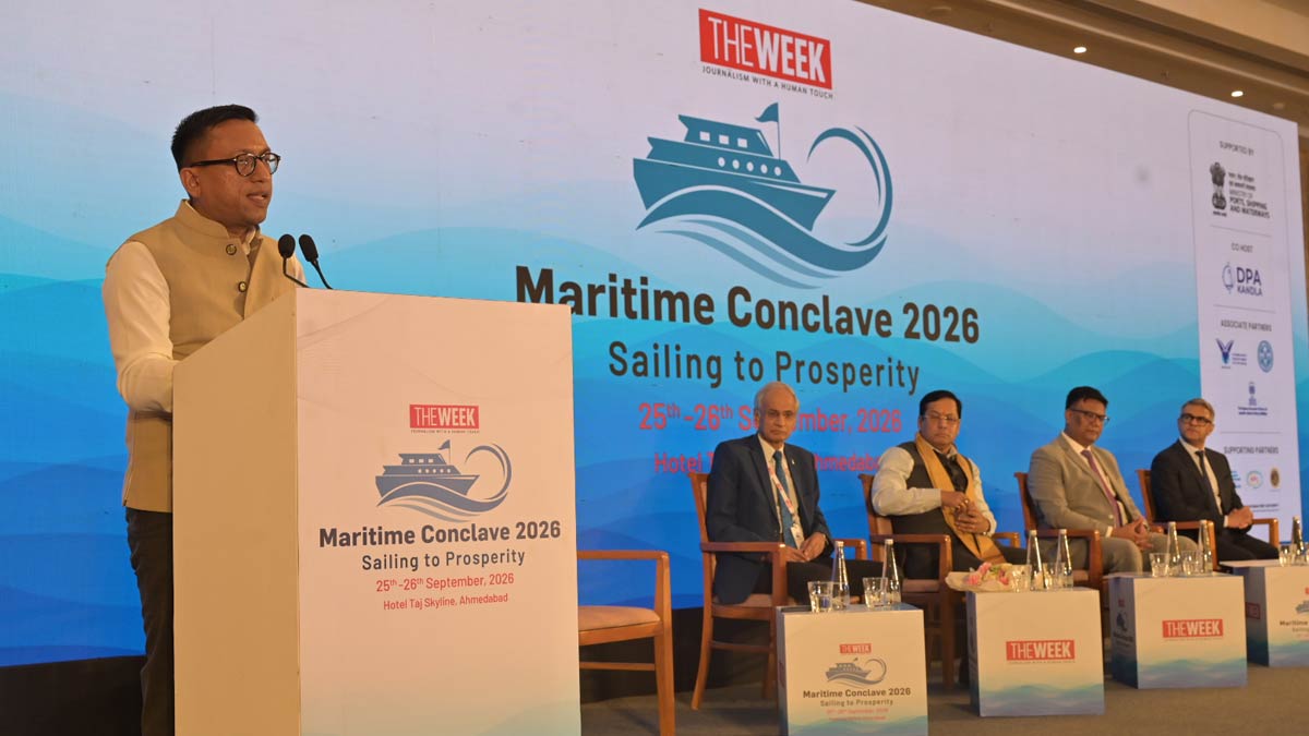 Nilabhra Dasgupta, Deputy Chairperson of the Deendayal Port Authority, at THE WEEK Maritime Conclave 2026 in Ahmedabad | Amey Mansabdar