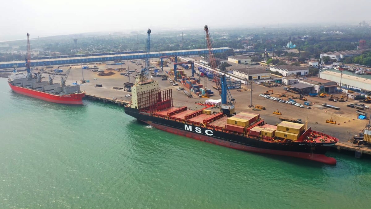 An aerial view of the Paradip Port in Odisha