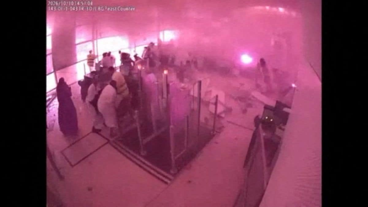 Surveillance footage shows smoke and fire as people react at the moment of an attack at King Khalid International Airport in Riyadh | Reuters 