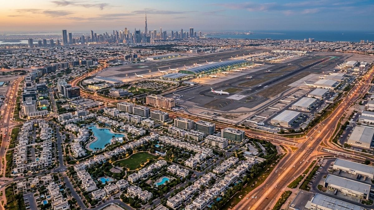 Dubai South is a massive, master-planned 145-square-kilometre city and economic free zone located in the southwestern corridor of Dubai | created using THE WEEK AI