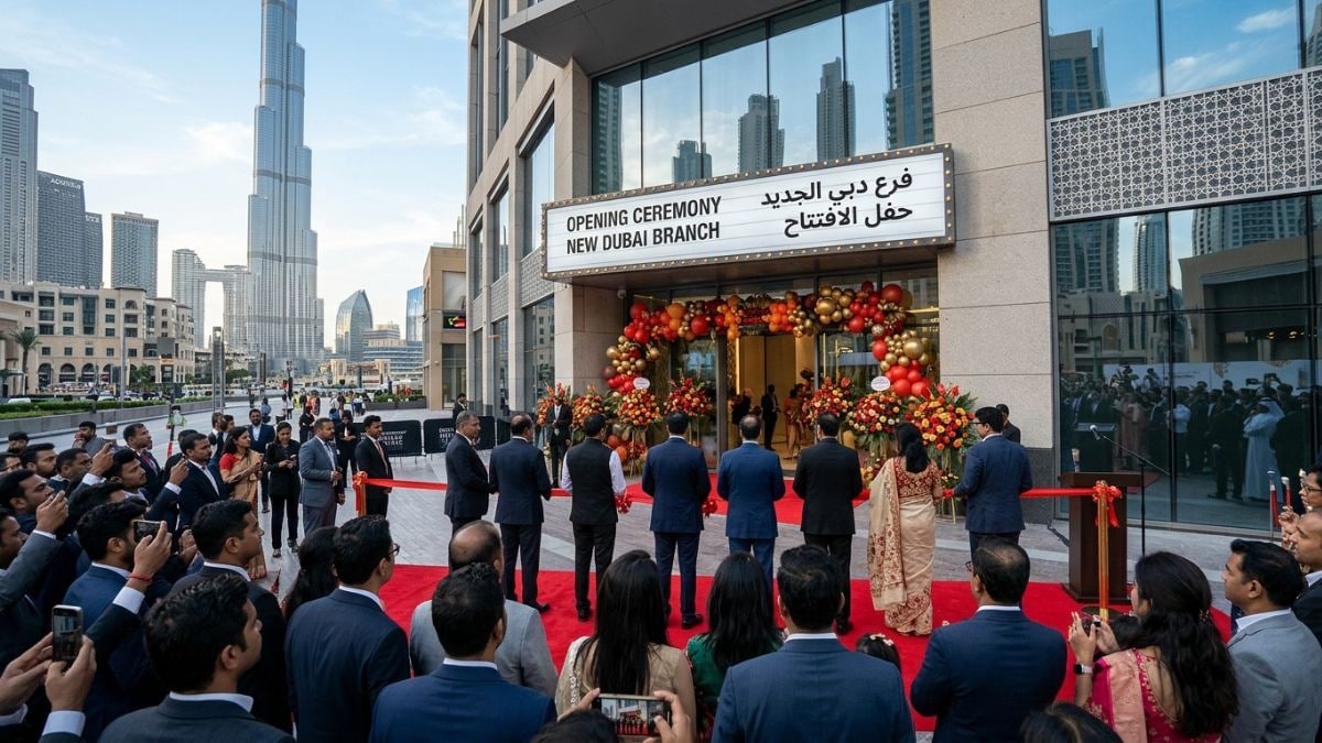 A representational image of an Indian company opening its new branch in Dubai | created using THE WEEK AI