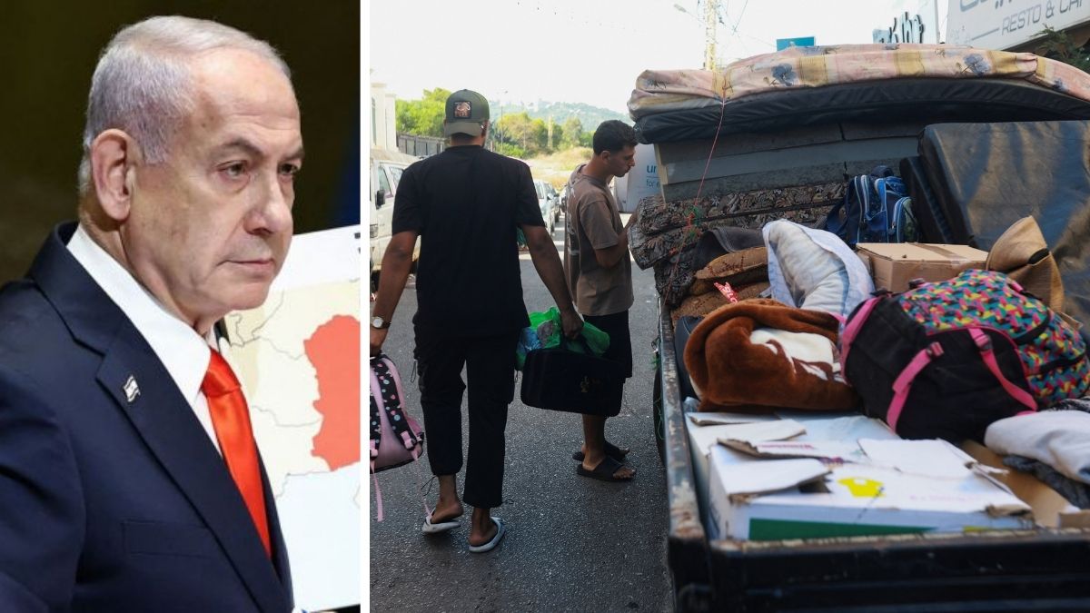 Israel Prime Minister Benjamin Netanyahu. Displaced people pack their belongings to make their way back to their homes in southern Lebanon following a deal between the U.S. and Iran, in Sidon, Lebanon | Reuters 