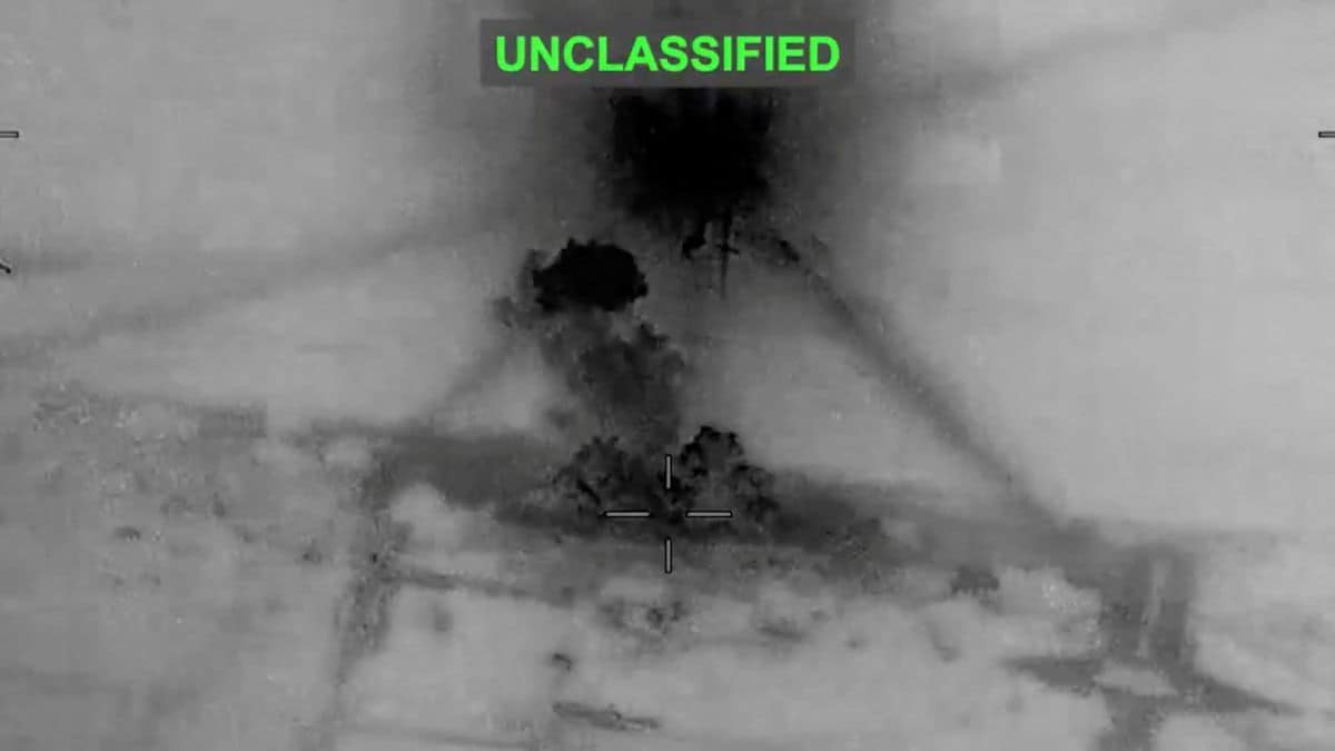 Smoke rises from explosions at an unknown location, following what U.S. Central Command (CENTCOM) said were strikes on Iran in response to an Iranian drone strike on a cargo ship in the Strait of Hormuz | Reuters 